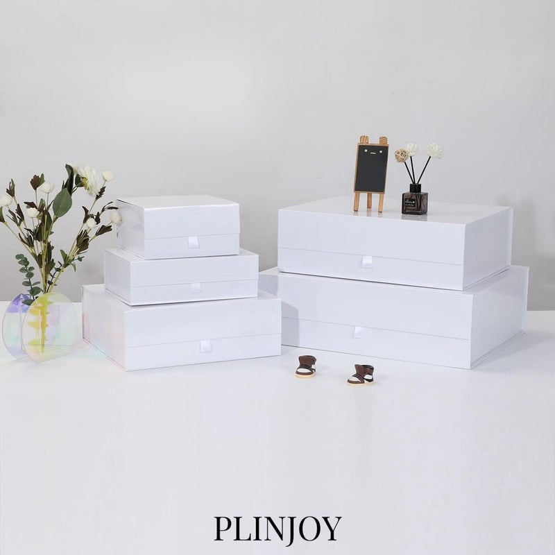 PLINJOY White Gift Box 8x8x4 Inches Small Gift Boxes for Presents with Magnetic Closure Lid Luxury Collapsible Gift Box Bridesmaid, Wedding, Birthday Boxs for Gift Packaging - Image 2